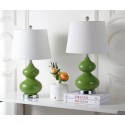 Safavieh Eva 24-inch H Double Gourd Glass Lamp Set of 2 - Green/Off-White (LIT4086G-SET2)