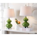 Safavieh Eva 24-inch H Double Gourd Glass Lamp Set of 2 - Green/Off-White (LIT4086G-SET2)