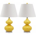 Safavieh Eva 24-inch H Double Gourd Glass Lamp Set of 2 - Yellow/Off-White (LIT4086H-SET2)