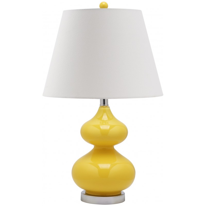 Safavieh Eva 24-inch H Double Gourd Glass Lamp Set of 2 - Yellow/Off-White (LIT4086H-SET2)