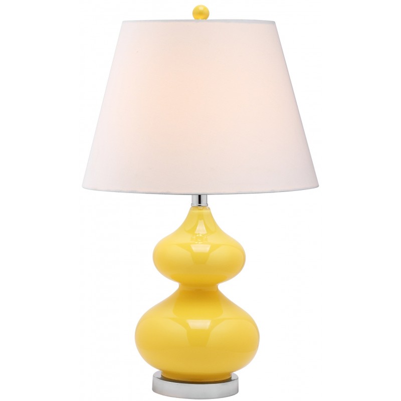 Safavieh Eva 24-inch H Double Gourd Glass Lamp Set of 2 - Yellow/Off-White (LIT4086H-SET2)