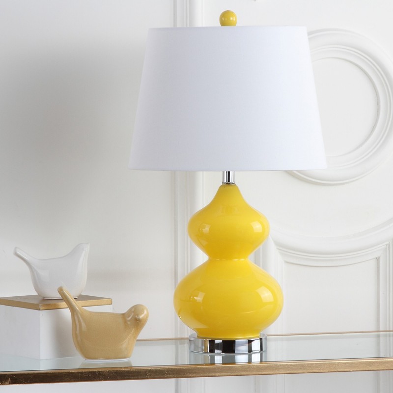 Safavieh Eva 24-inch H Double Gourd Glass Lamp Set of 2 - Yellow/Off-White (LIT4086H-SET2)