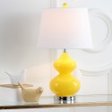 Safavieh Eva 24-inch H Double Gourd Glass Lamp Set of 2 - Yellow/Off-White (LIT4086H-SET2)