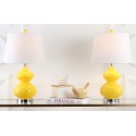 Safavieh Eva 24-inch H Double Gourd Glass Lamp Set of 2 - Yellow/Off-White (LIT4086H-SET2)