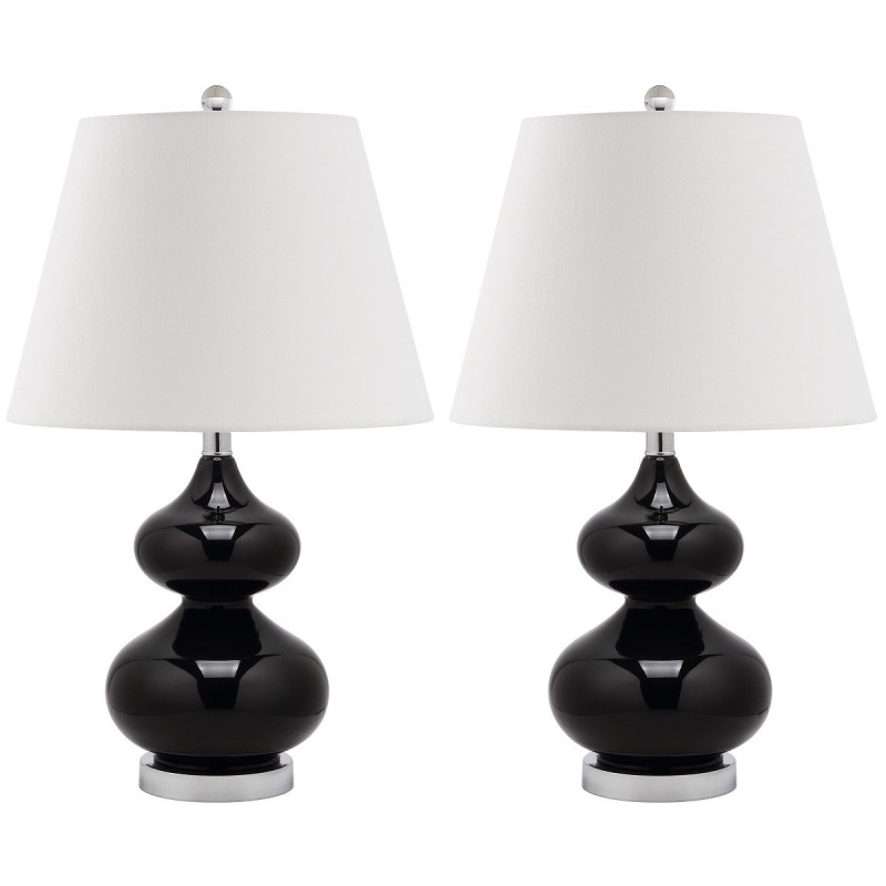 Safavieh Eva 24-inch H Double Gourd Glass Lamp Set of 2 - Black/Off-White (LIT4086J-SET2)