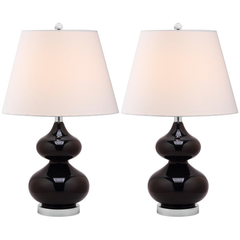 Safavieh Eva 24-inch H Double Gourd Glass Lamp Set of 2 - Black/Off-White (LIT4086J-SET2)