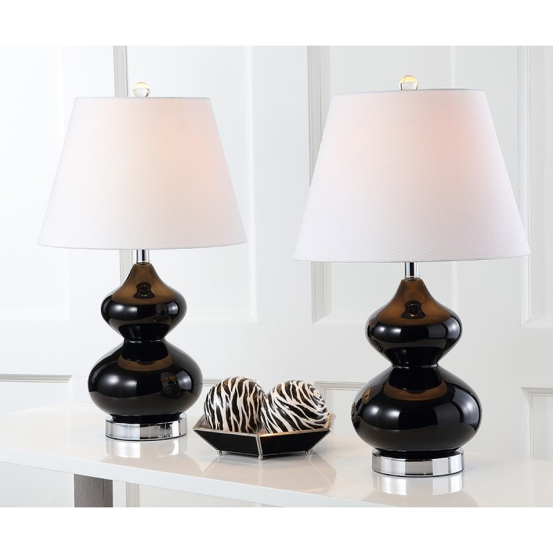 Safavieh Eva 24-inch H Double Gourd Glass Lamp Set of 2 - Black/Off-White (LIT4086J-SET2)