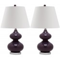 Safavieh Eva 24-inch H Double Gourd Glass Lamp Set of 2 - Dark Purple/Off-White (LIT4086K-SET2)