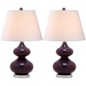 Safavieh Eva 24-inch H Double Gourd Glass Lamp Set of 2 - Dark Purple/Off-White (LIT4086K-SET2)