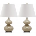 Safavieh Eva 24-inch H Double Gourd Glass Lamp Set of 2 - Taupe/Off-White (LIT4086L-SET2)