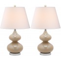 Safavieh Eva 24-inch H Double Gourd Glass Lamp Set of 2 - Taupe/Off-White (LIT4086L-SET2)