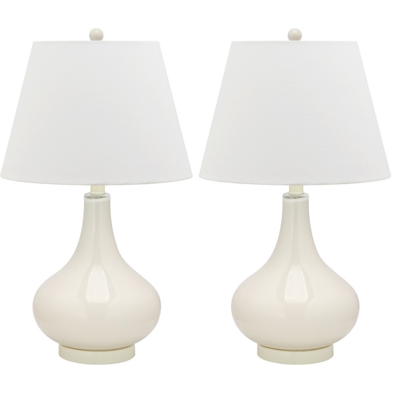 Safavieh Amy 24-inch H Gourd Glass Lamp Set of 2 - White/Off-White (LIT4087A-SET2)