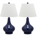 Safavieh Amy 24-inch H Gourd Glass Lamp Set of 2 - Navy/Off-White (LIT4087B-SET2)