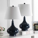 Safavieh Amy 24-inch H Gourd Glass Lamp Set of 2 - Navy/Off-White (LIT4087B-SET2)