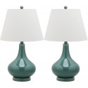 Safavieh Amy 24-inch H Gourd Glass Lamp Set of 2- Marine Blue/Off-White (LIT4087C-SET2)