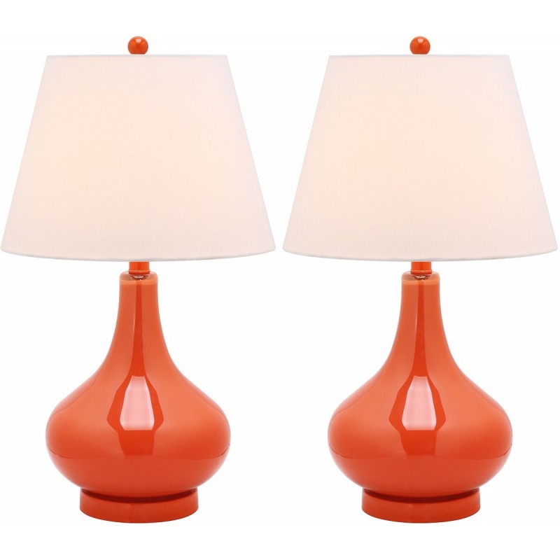 Safavieh Amy 24-inch H Gourd Glass Lamp Set of 2 - Blood Orange/Off-White (LIT4087D-SET2)