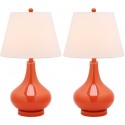 Safavieh Amy 24-inch H Gourd Glass Lamp Set of 2 - Blood Orange/Off-White (LIT4087D-SET2)
