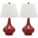 Safavieh Amy 24-inch H Gourd Glass Lamp Set of 2 - Red/Off-White (LIT4087E-SET2)