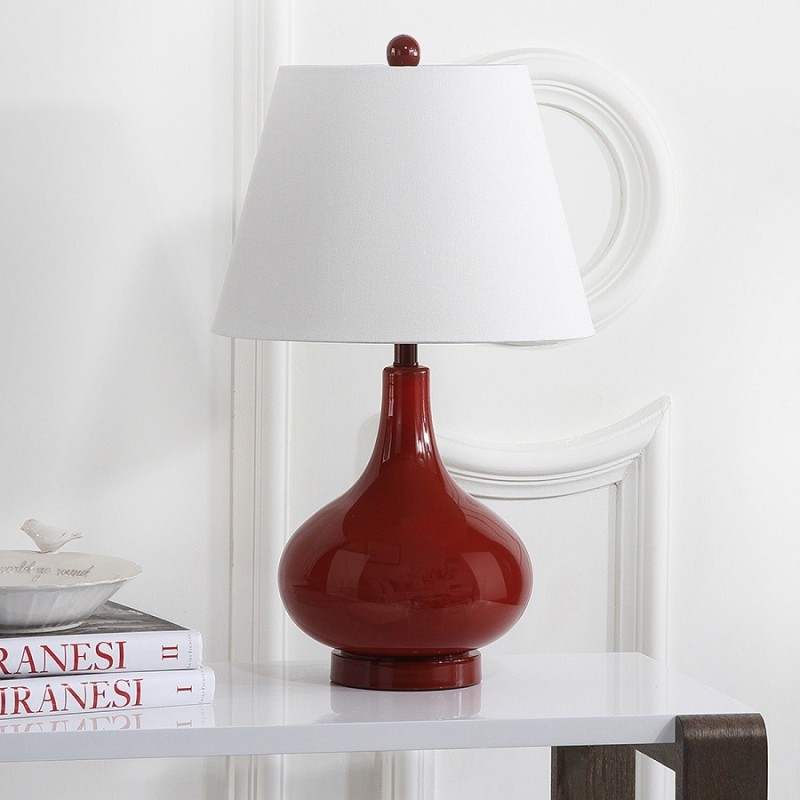 Safavieh Amy 24-inch H Gourd Glass Lamp Set of 2 - Red/Off-White (LIT4087E-SET2)