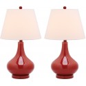 Safavieh Amy 24-inch H Gourd Glass Lamp Set of 2 - Red/Off-White (LIT4087E-SET2)