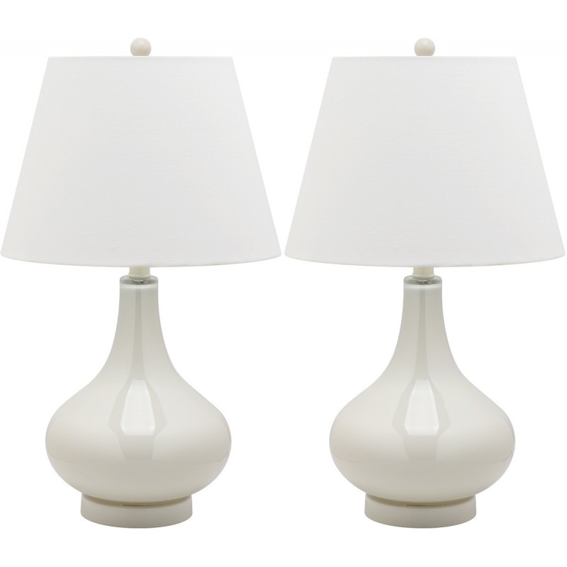 Safavieh Amy 24-inch H Gourd Glass Lamp Set of 2 - Pearl/Off-White (LIT4087F-SET2)