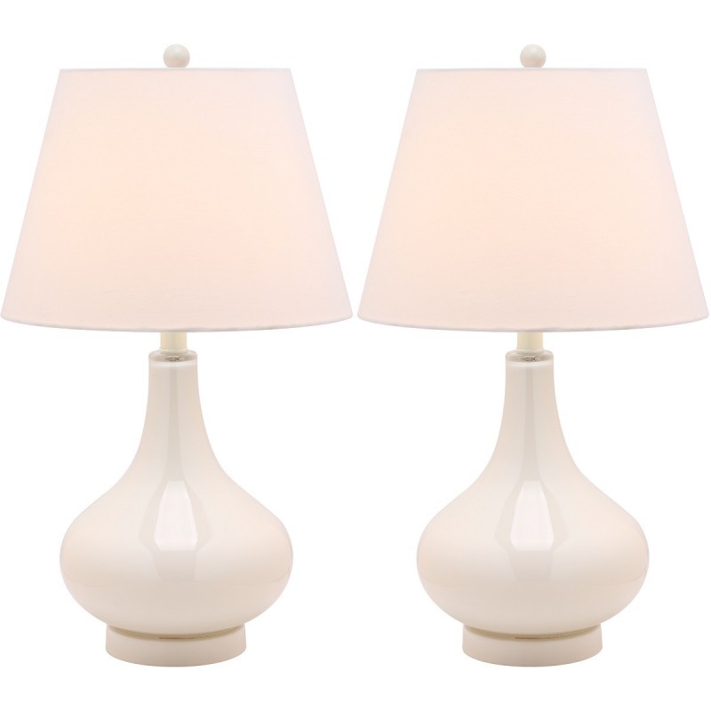 Safavieh Amy 24-inch H Gourd Glass Lamp Set of 2 - Pearl/Off-White (LIT4087F-SET2)