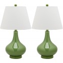 Safavieh Amy 24-inch H Gourd Glass Lamp Set of 2 - Green/Off-White (LIT4087G-SET2)