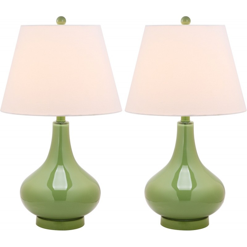 Safavieh Amy 24-inch H Gourd Glass Lamp Set of 2 - Green/Off-White (LIT4087G-SET2)