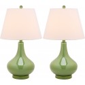 Safavieh Amy 24-inch H Gourd Glass Lamp Set of 2 - Green/Off-White (LIT4087G-SET2)