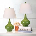 Safavieh Amy 24-inch H Gourd Glass Lamp Set of 2 - Green/Off-White (LIT4087G-SET2)