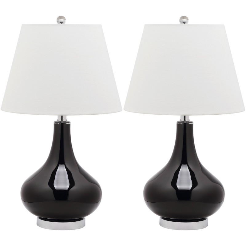 Safavieh Amy 24-inch H Gourd Glass Lamp Set of 2 - Black/Off-White (LIT4087J-SET2)