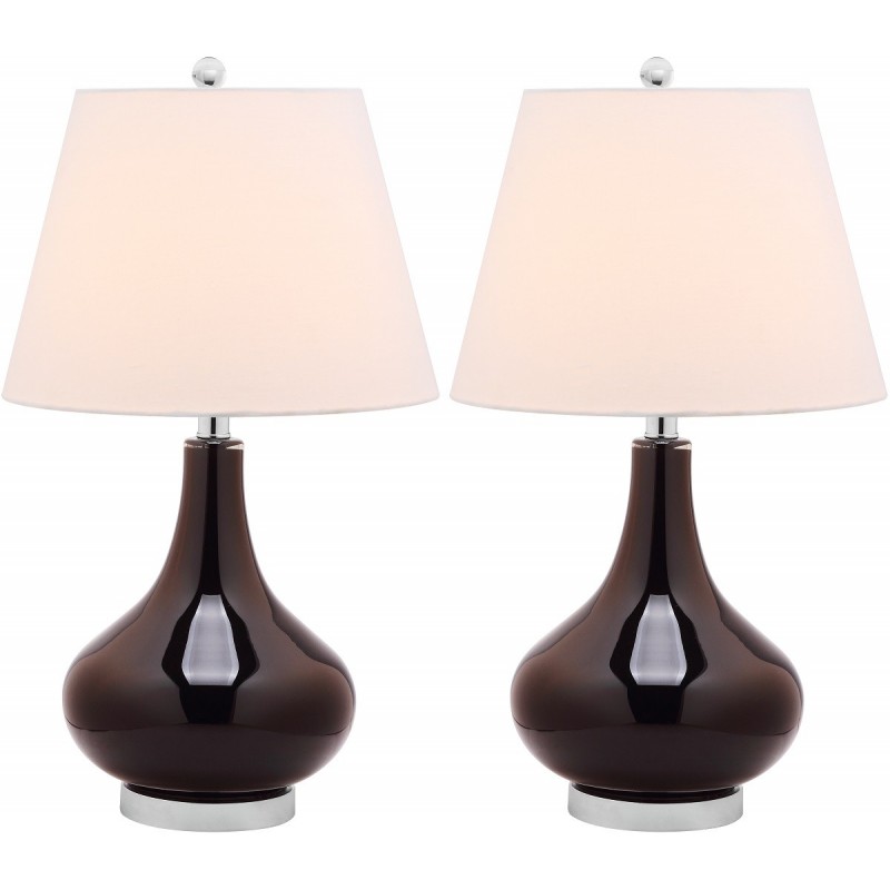 Safavieh Amy 24-inch H Gourd Glass Lamp Set of 2 - Black/Off-White (LIT4087J-SET2)