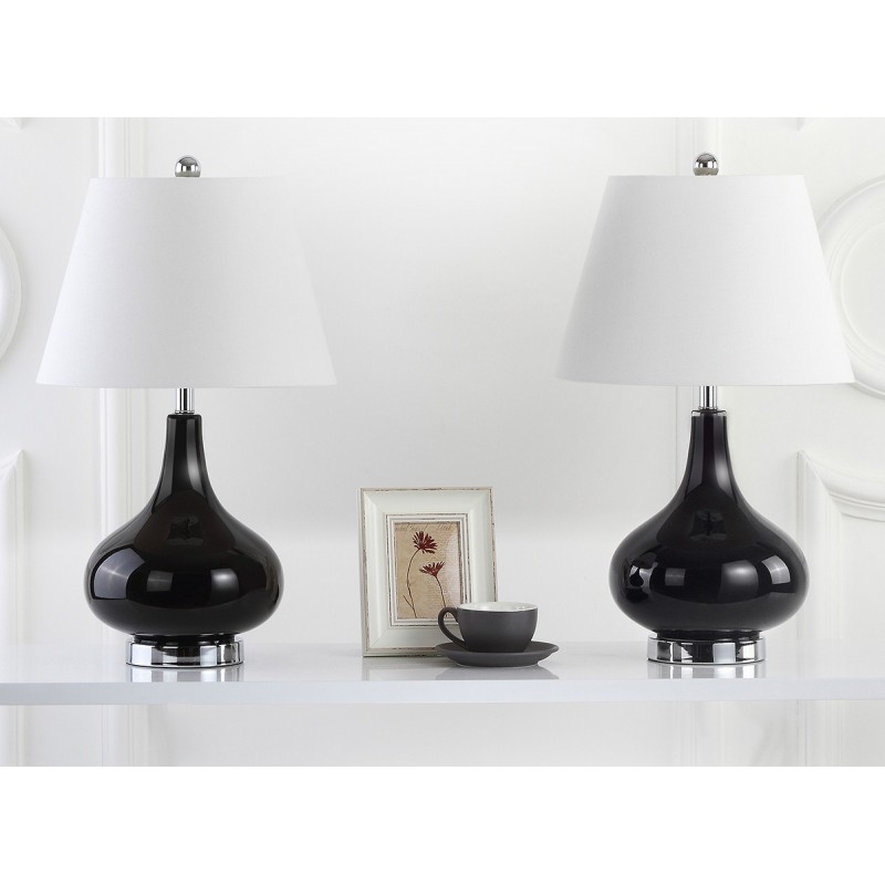 Safavieh Amy 24-inch H Gourd Glass Lamp Set of 2 - Black/Off-White (LIT4087J-SET2)