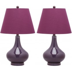 Safavieh Amy 24-inch H Gourd Glass Lamp Set of 2 - Dark Purple (LIT4087K-SET2)