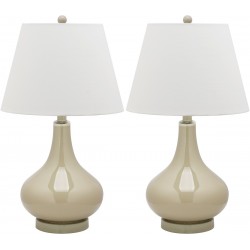 Safavieh Amy 24-inch H Gourd Glass Lamp Set of 2 - Taupe/Off-White (LIT4087L-SET2)