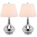 Safavieh Amy 24-inch H Gourd Glass Lamp Set of 2 - Silver/Off-White (LIT4087N-SET2)