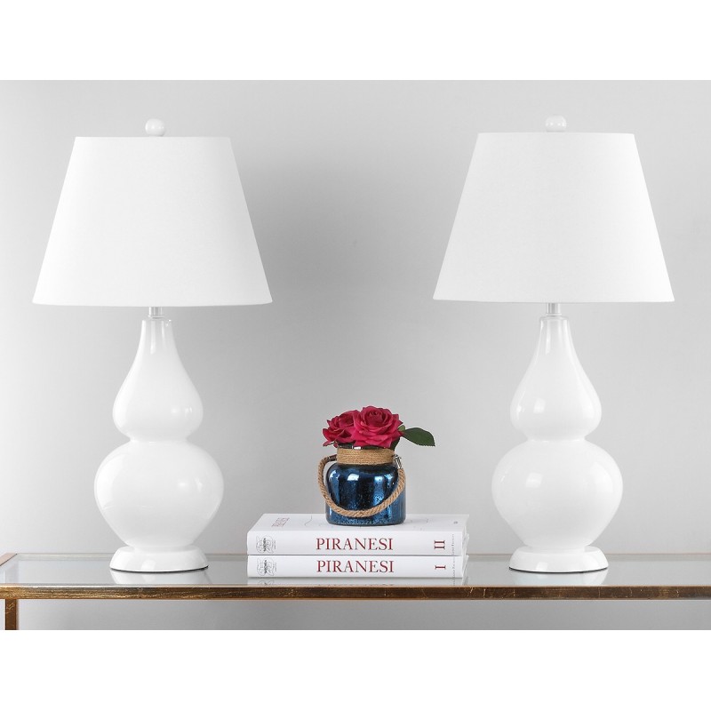 Safavieh Cybil 26-inch H Double Gourd Lamp Set of 2 - White/Off-White (LIT4088A-SET2)