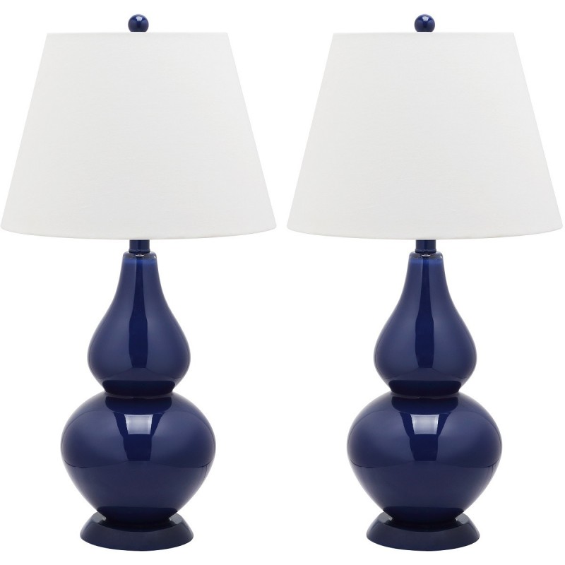 Safavieh Cybil 26-inch H Double Gourd Lamp Set of 2 - Navy/Off-White (LIT4088B-SET2)