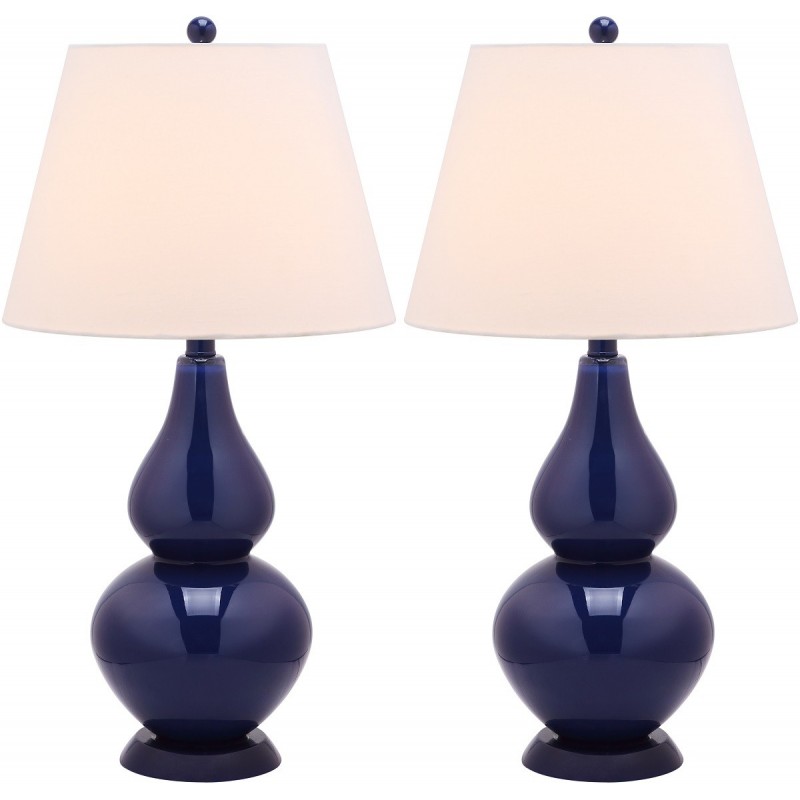 Safavieh Cybil 26-inch H Double Gourd Lamp Set of 2 - Navy/Off-White (LIT4088B-SET2)