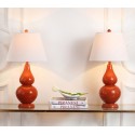 Safavieh Cybil 26-inch H Double Gourd Lamp Set of 2 - Blood Orange/Off-White (LIT4088D-SET2)