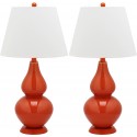 Safavieh Cybil 26-inch H Double Gourd Lamp Set of 2 - Blood Orange/Off-White (LIT4088D-SET2)