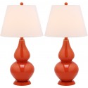 Safavieh Cybil 26-inch H Double Gourd Lamp Set of 2 - Blood Orange/Off-White (LIT4088D-SET2)