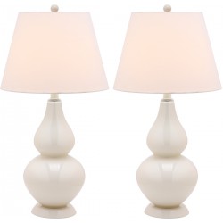 Safavieh Cybil 26-inch H Double Gourd Lamp Set of 2 - Pearl/Off-White (LIT4088F-SET2)