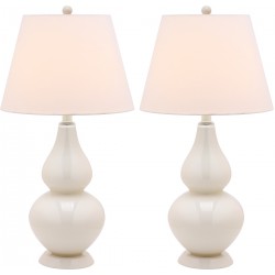 Safavieh Cybil 26-inch H Double Gourd Lamp Set of 2 - Pearl/Off-White (LIT4088F-SET2)