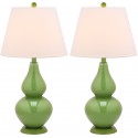 Safavieh Cybil 26-inch H Double Gourd Lamp Set of 2 - Green/Off-White (LIT4088G-SET2)