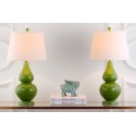 Safavieh Cybil 26-inch H Double Gourd Lamp Set of 2 - Green/Off-White (LIT4088G-SET2)