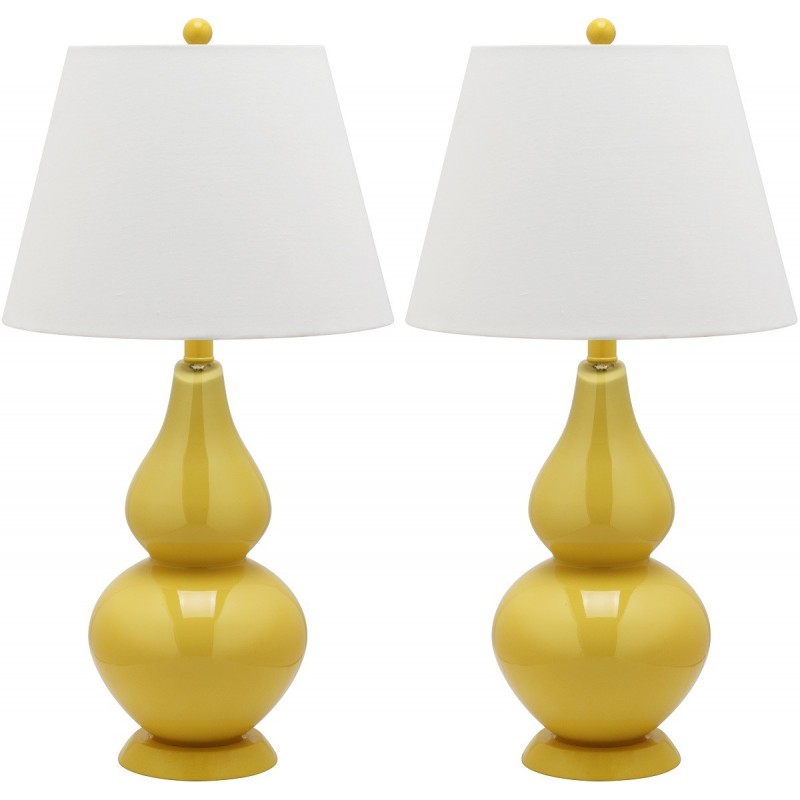Safavieh Cybil 26-inch H Double Gourd Lamp Set of 2 - Yellow/Off-White (LIT4088H-SET2)