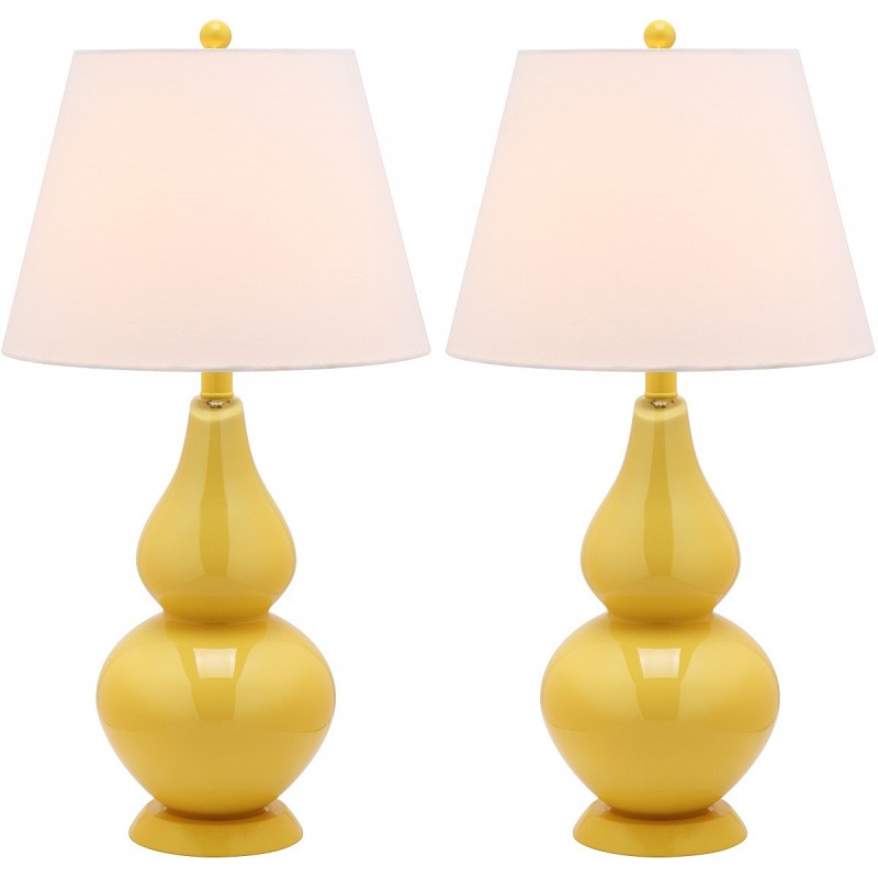 Safavieh Cybil 26-inch H Double Gourd Lamp Set of 2 - Yellow/Off-White (LIT4088H-SET2)