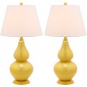 Safavieh Cybil 26-inch H Double Gourd Lamp Set of 2 - Yellow/Off-White (LIT4088H-SET2)