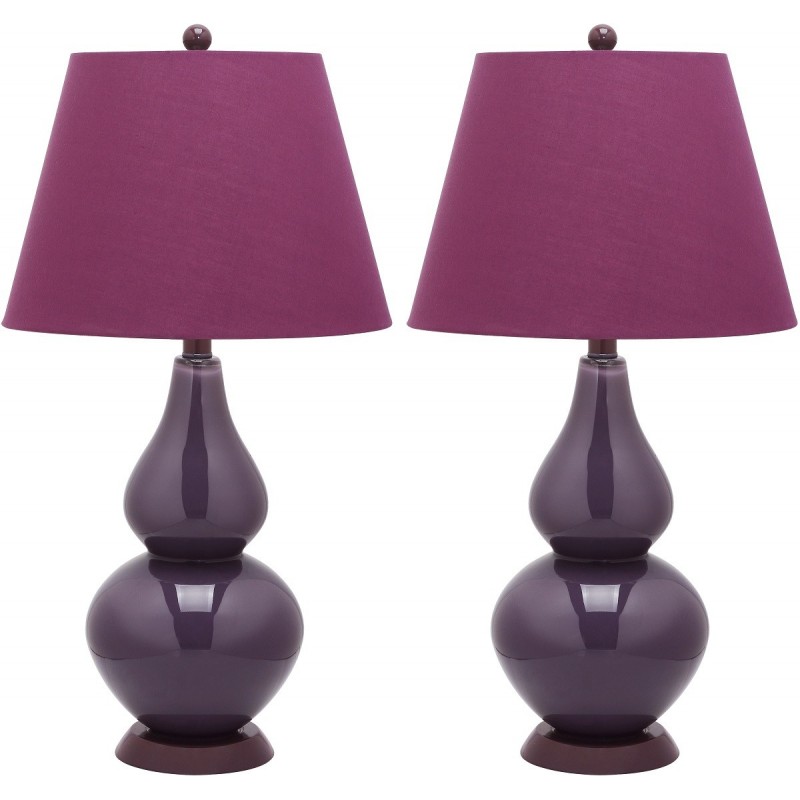 Safavieh Cybil 26-inch H Double Gourd Lamp Set of 2 - Dark Purple (LIT4088K-SET2)